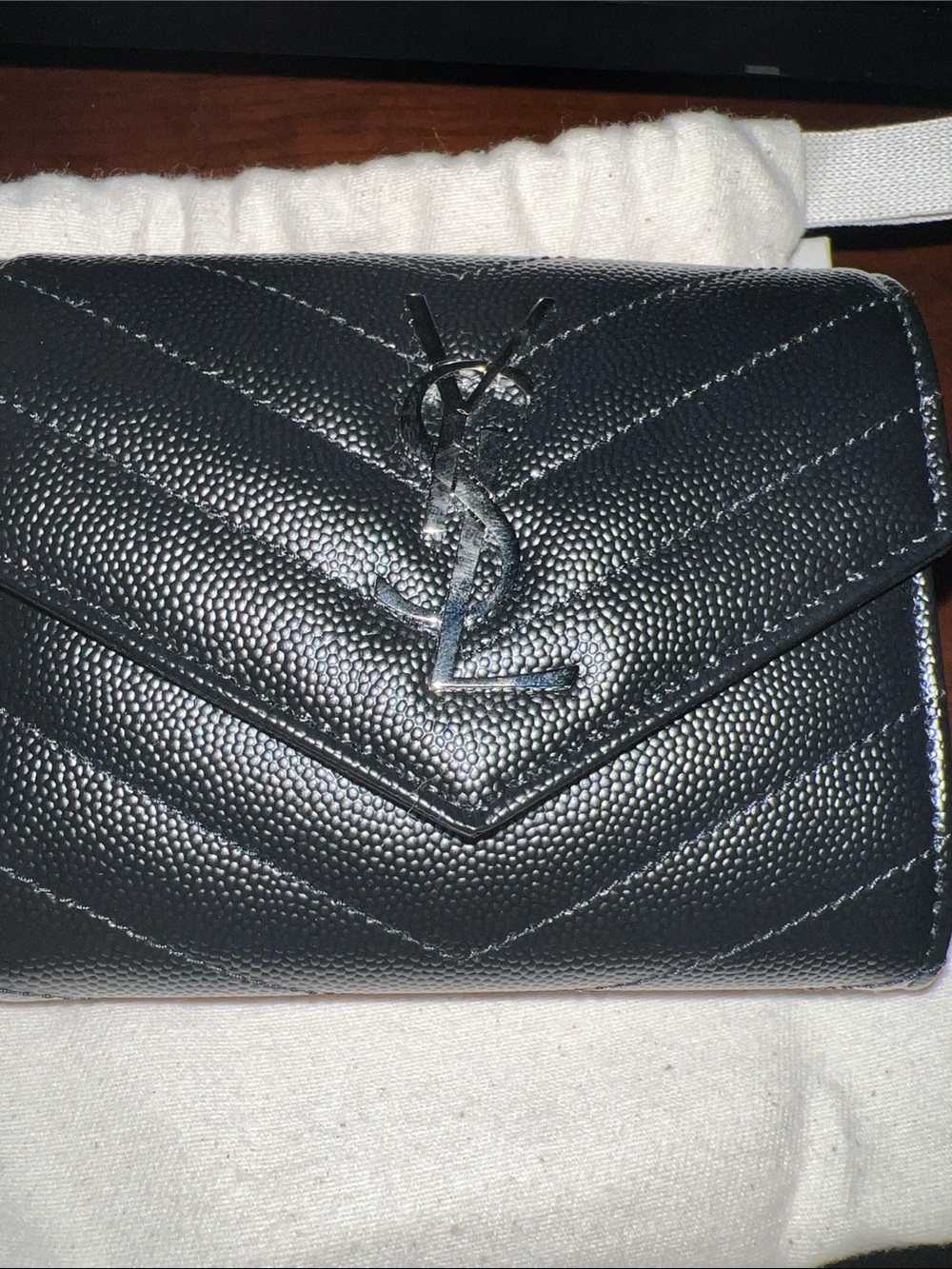 Saint Laurent Black Quilted Leather Wallet with YSL Logo